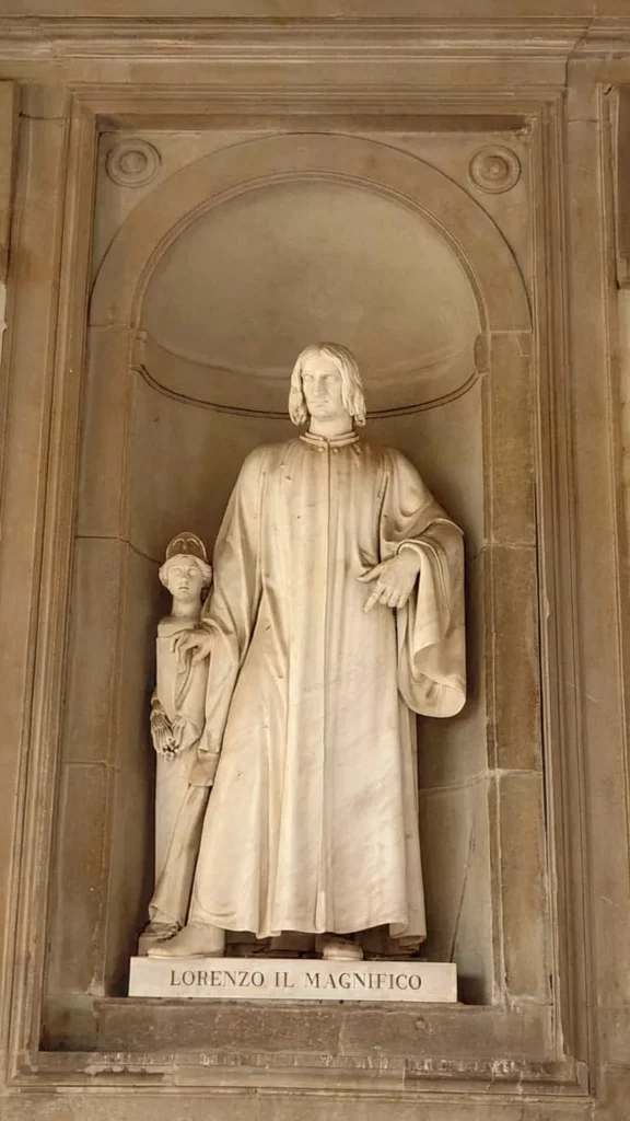 statue of Lorenzo at the Uffizi Gallery
