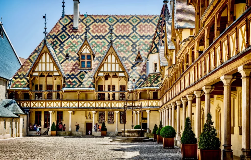 glazed roof and architecture of Hotel Dieu