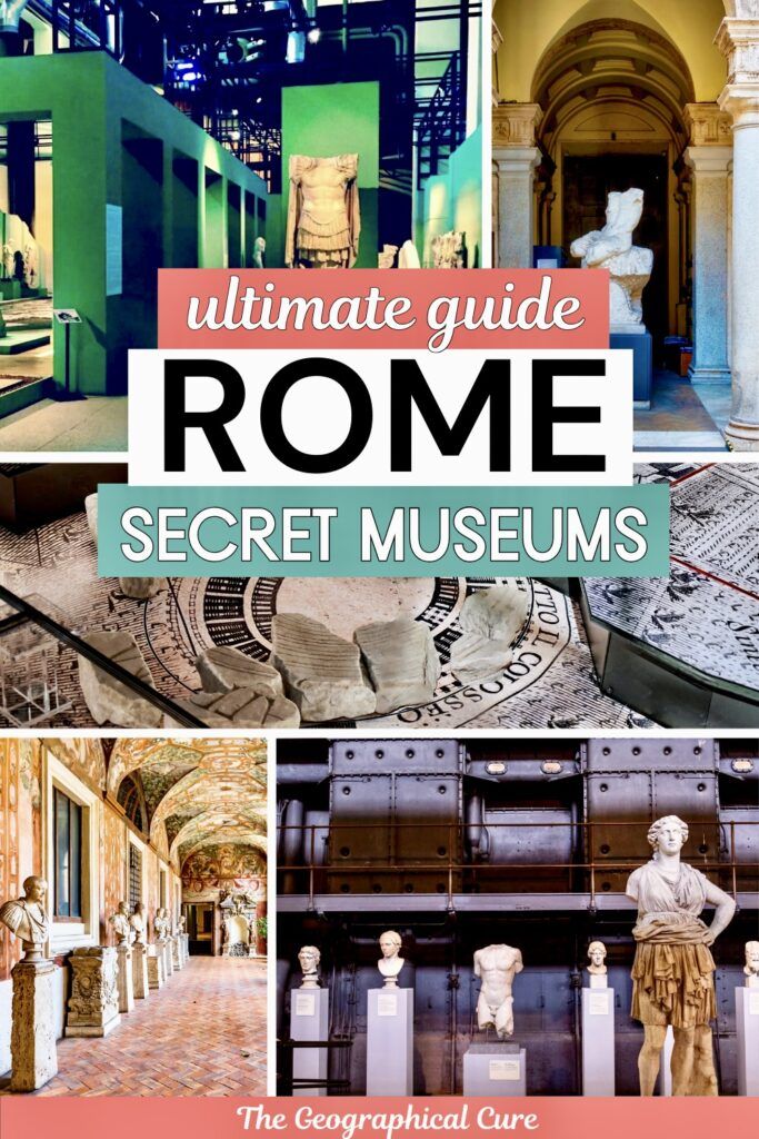 Pinterest pin graphic for guide to the Centrale Montemartini showing ancient Roman sculptures