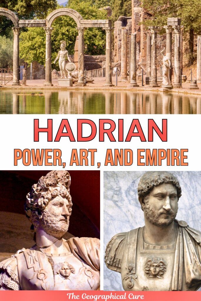 Pinterest pin graphic for a biography of Hadrian