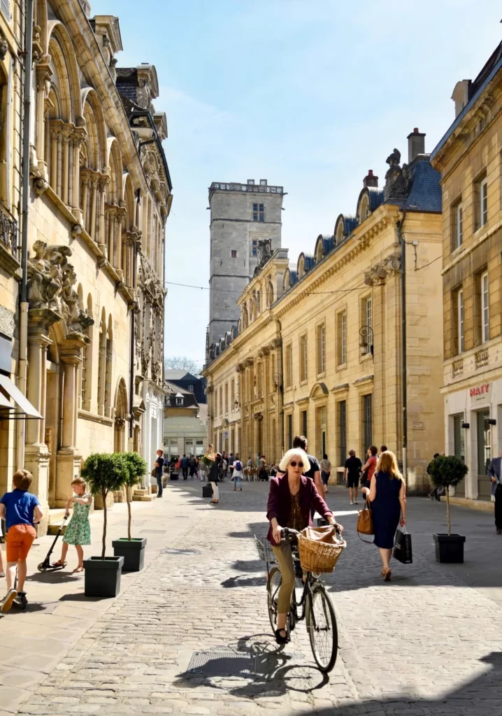woman on a bike in Dijon
