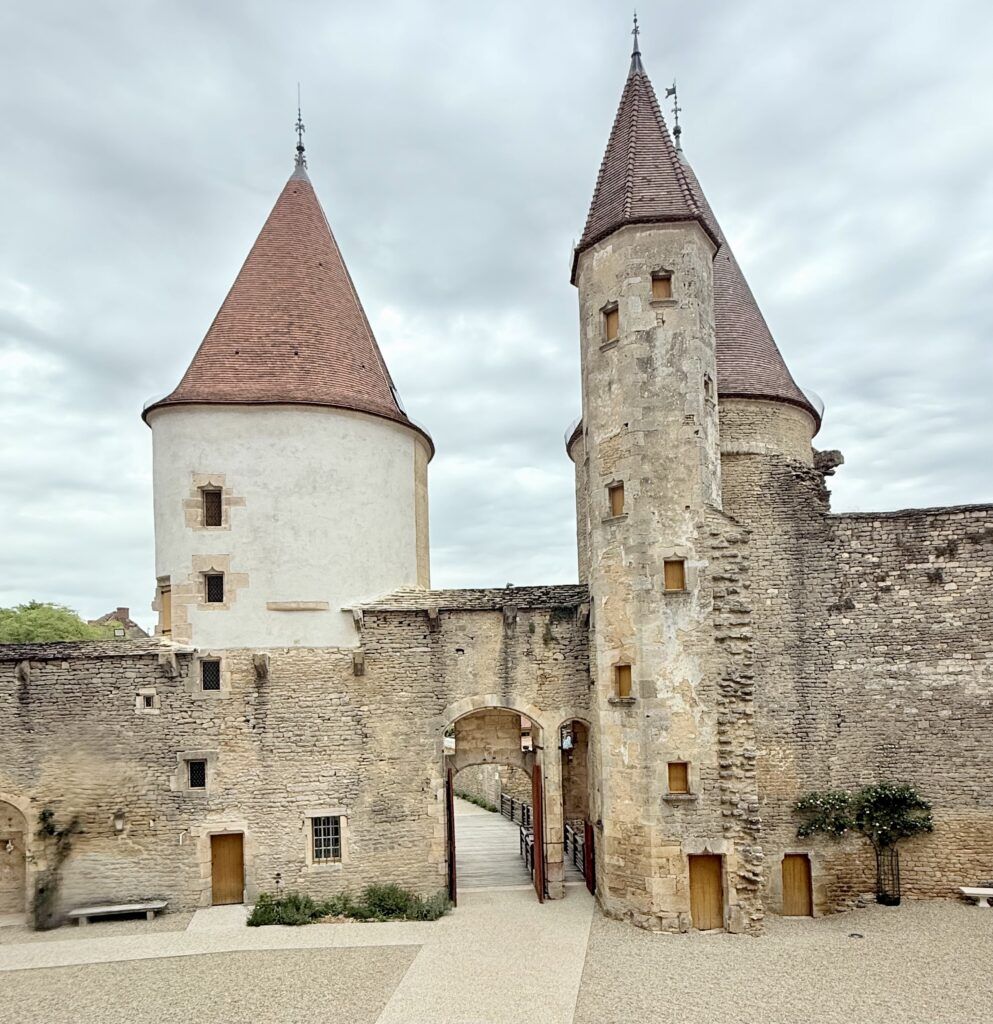 exterior of the castle with two turrets