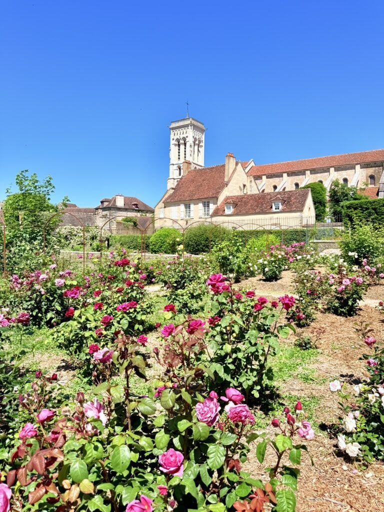 view of the abbey from the terrace rose gardens