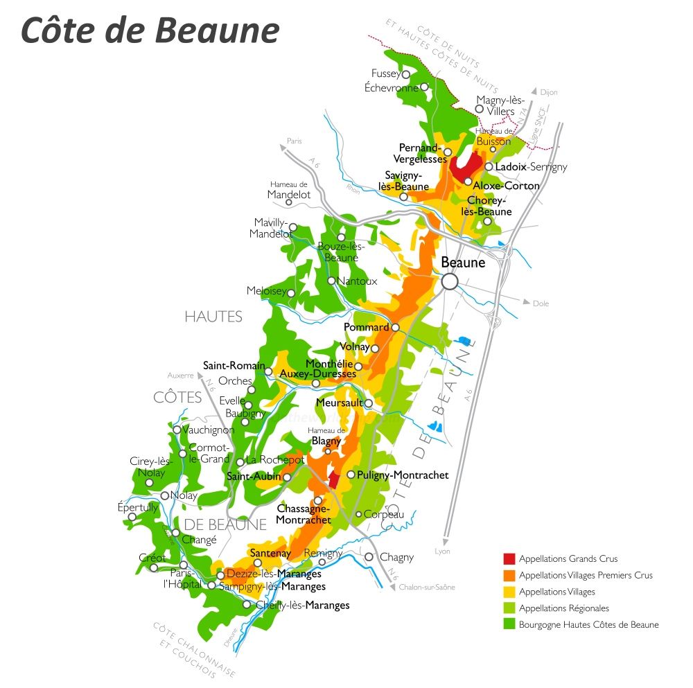 map of the Cote de Beaune