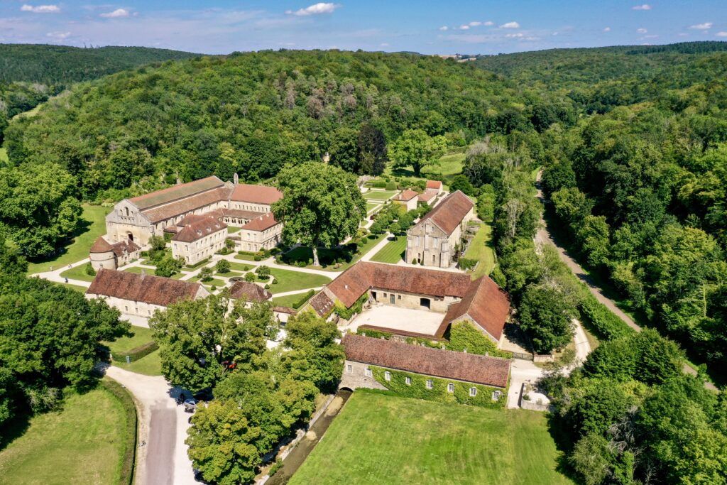aerial view on the Abbey of Fontenay