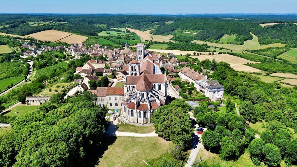 aerial view of Vezelay Abbey