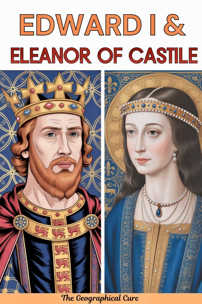 pin graphic showing stylized image of Edward I and Eleanor of Castile