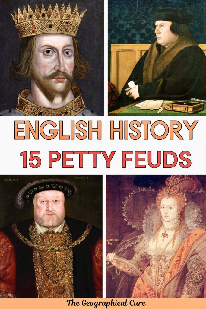 Pin graphic showing English royals who engaged in petty feuds