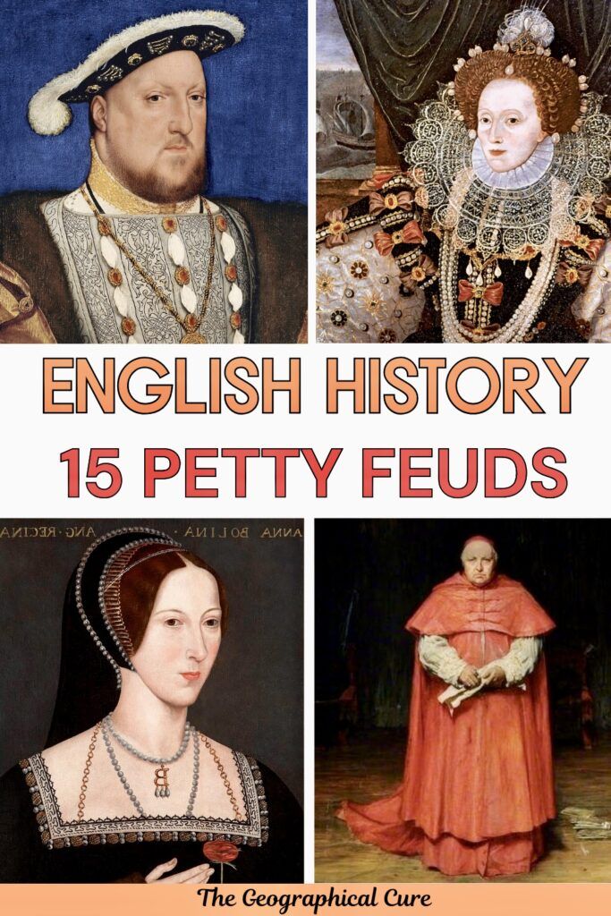 Pin graphic showing English royals who engaged in petty feuds