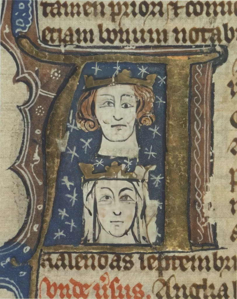 images of Edward I and Eleanor of Castile from the Liber Regalis, the medieval coronation book