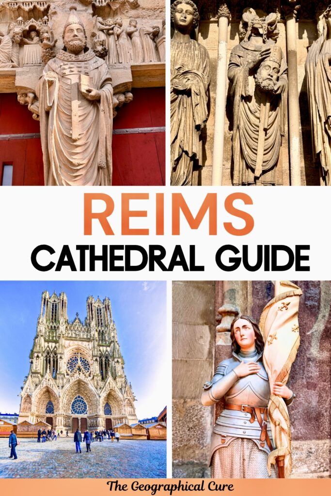 pin graphic showing images of Reims Cathedral