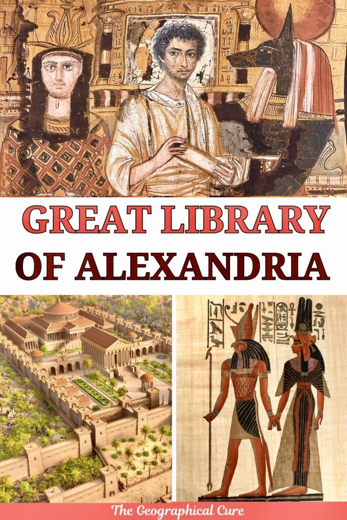 pin graphic for the mystery of the Great Library of Alexandria