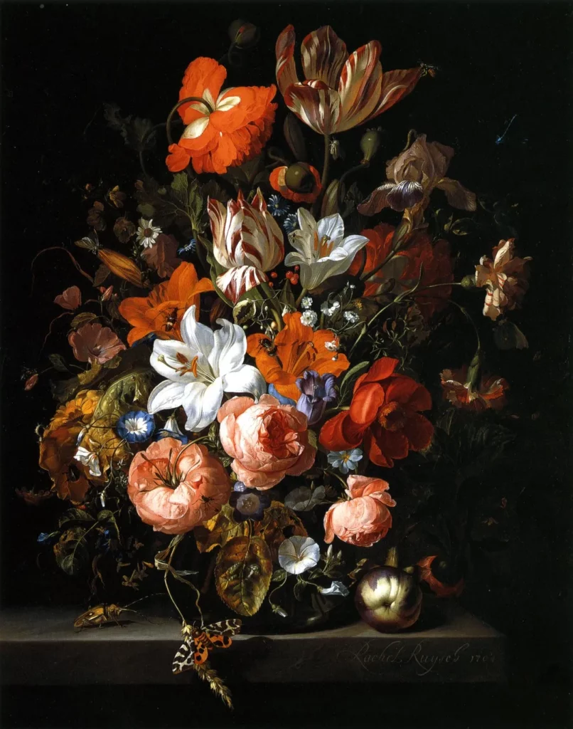 Ruysch, Flowers in a Glass Vase, 1704