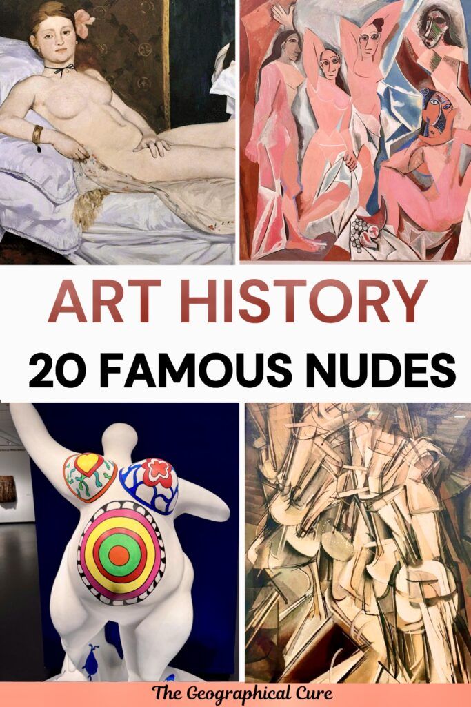 pin graphic showing famous nudes in art history