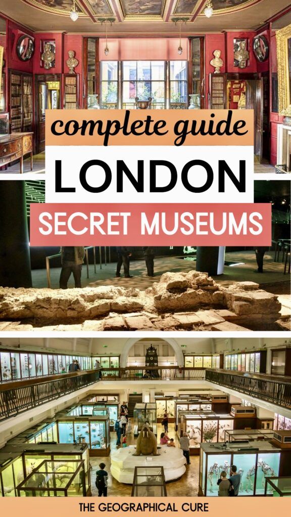 pin graphic showing exhibits at the best small, secret museums in London
