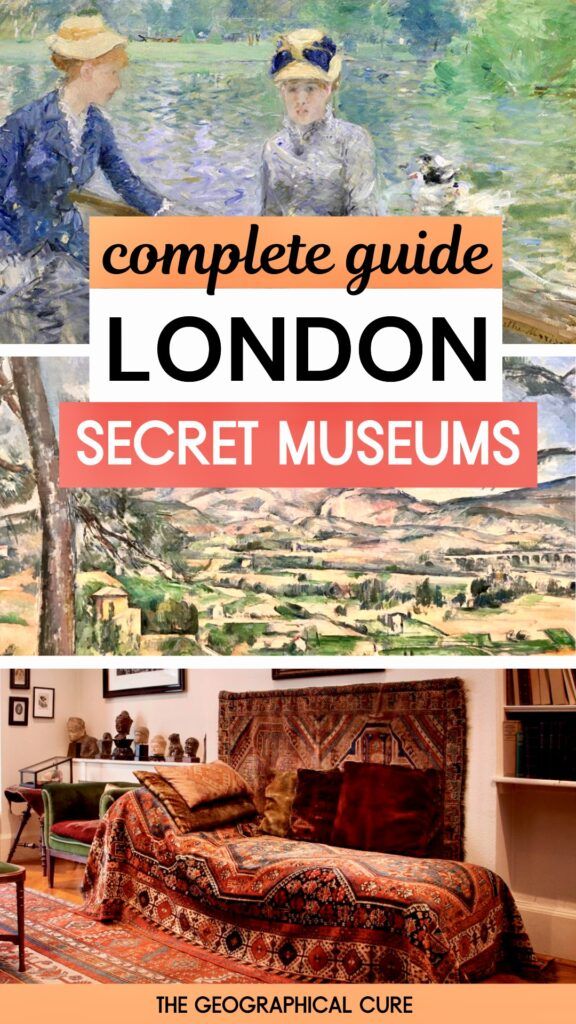 pin graphic showing artworks at the best small, secret museums in London