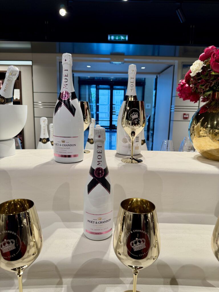 champagne bottles on display in the shop