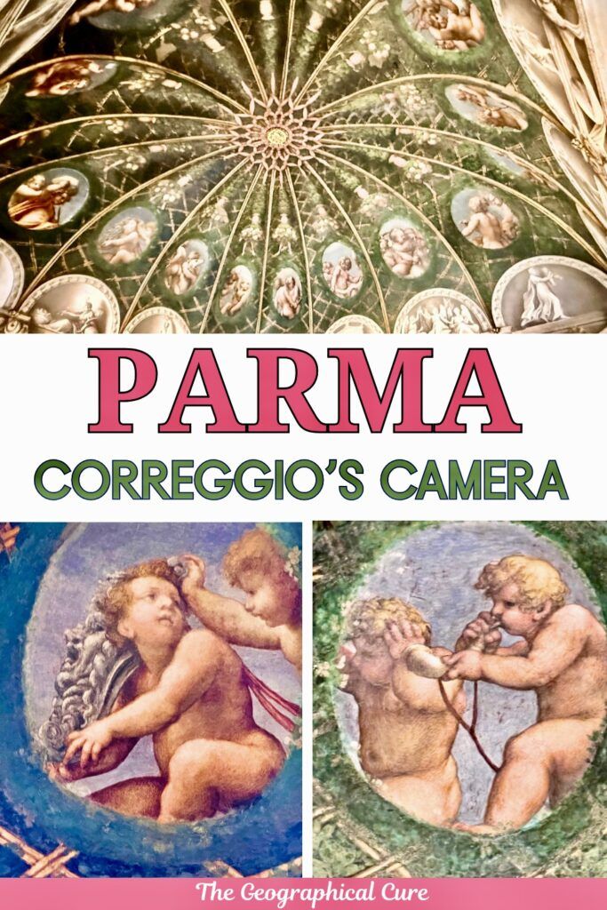 pin graphic showing images of Correggio's Camera di San Paolo