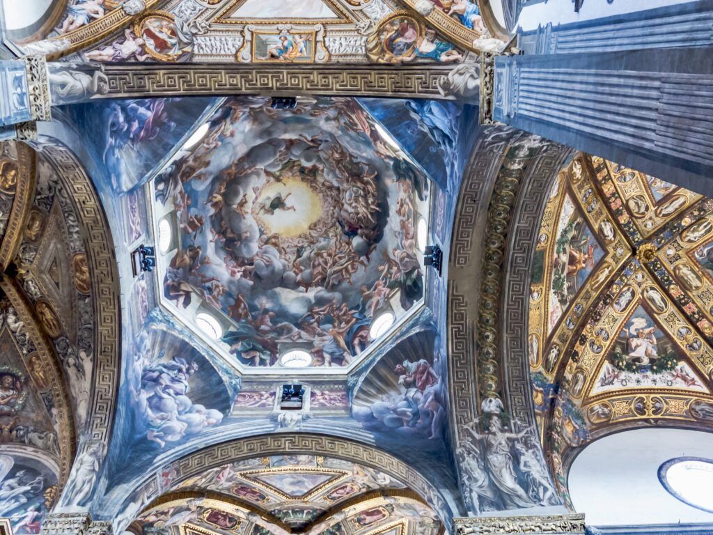 view of Correggio fresco in Parma Cathedral