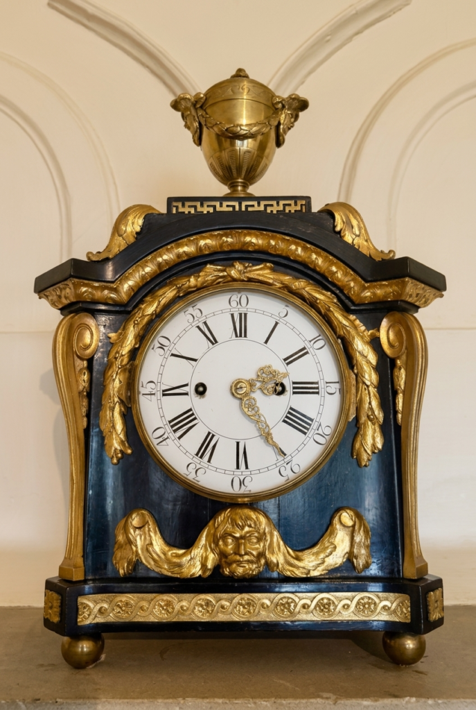 ornate clock in the library