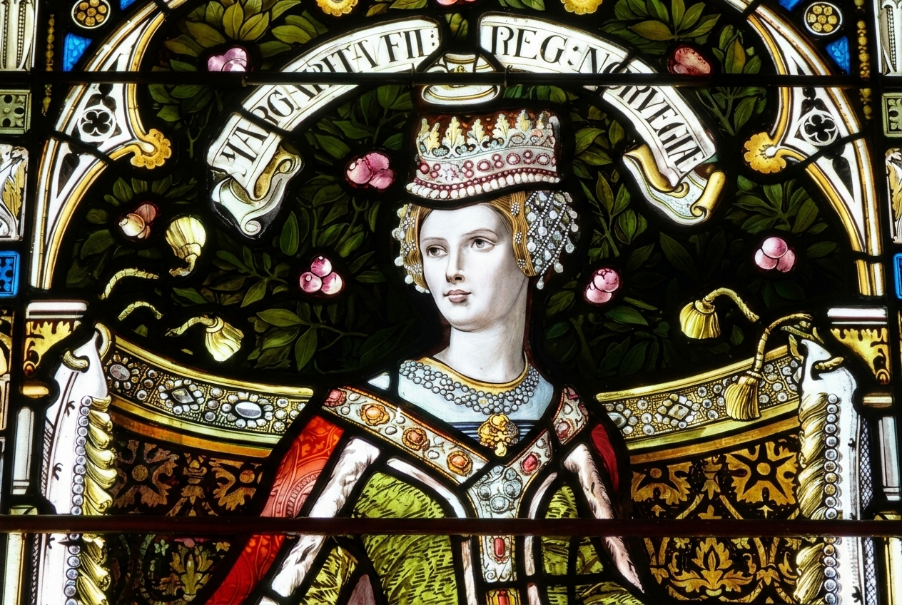 stained glass portrait of Matilda
