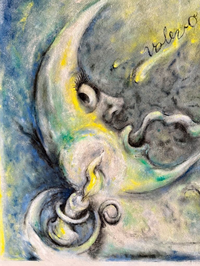 street art mural of the moon