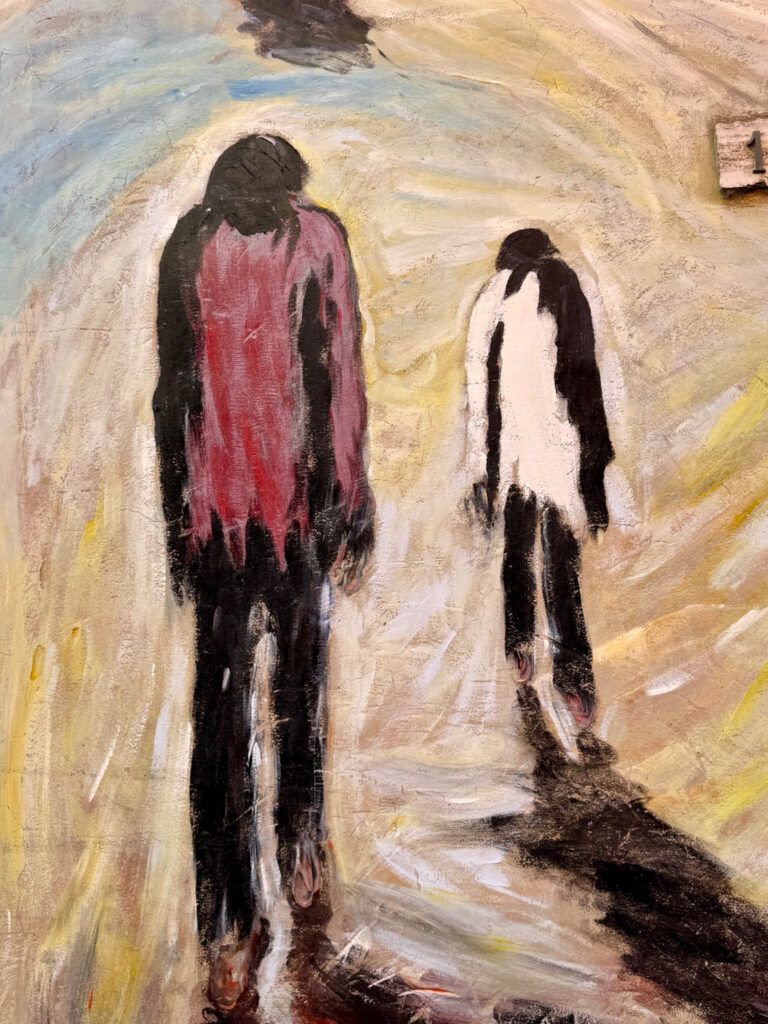 street art mural of two abstract figures