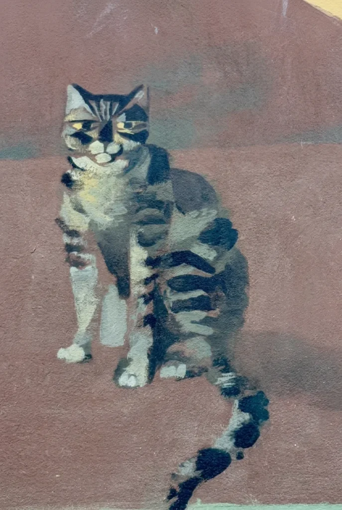 street art mural of cat