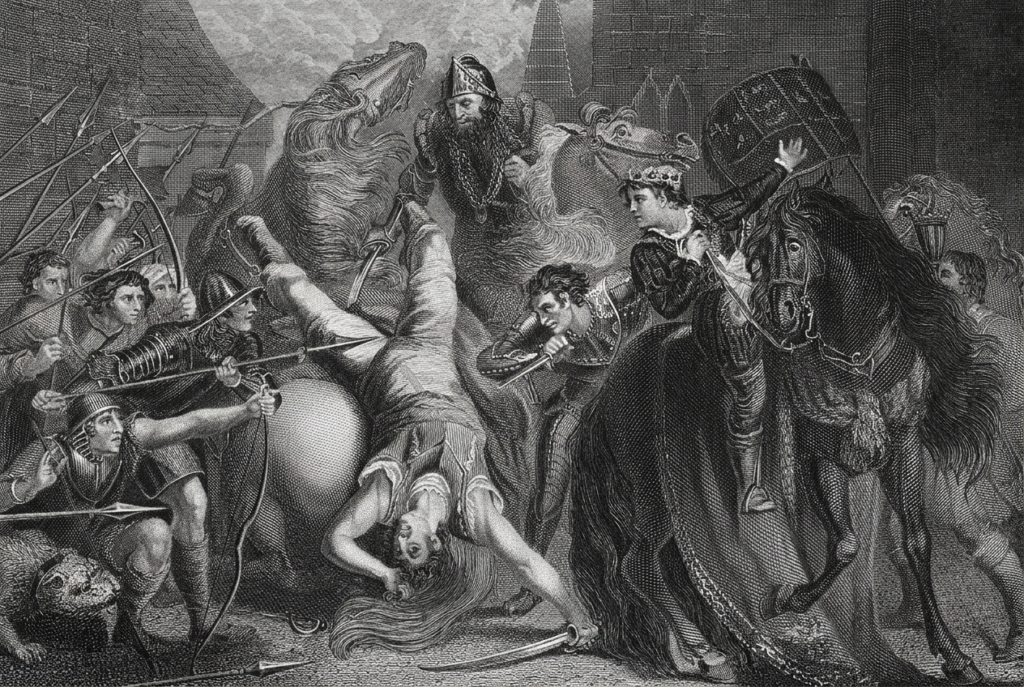 The death of Wat Tyler, leader of the 1381 Peasants' Revolt.