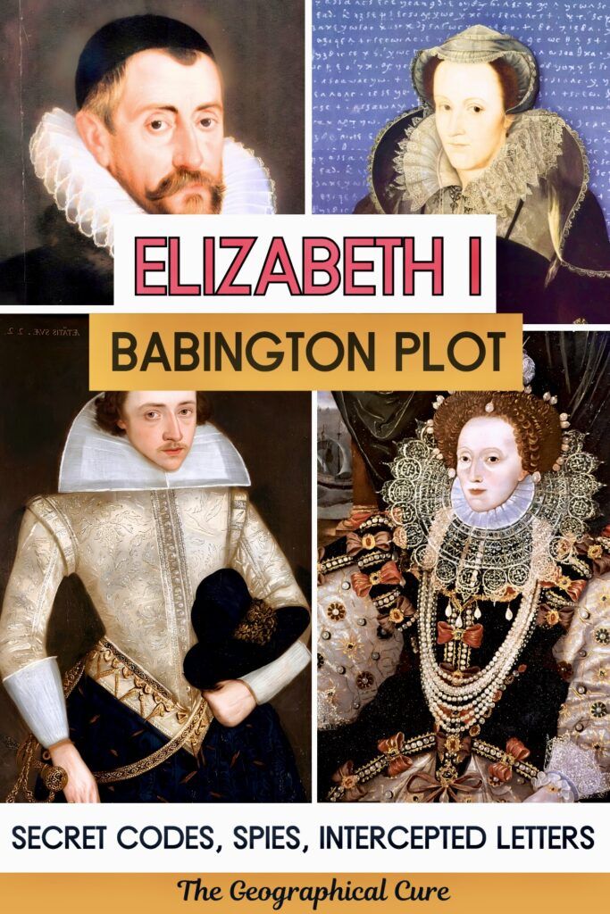 pin graphic for history of the Babington Plot showing the key players