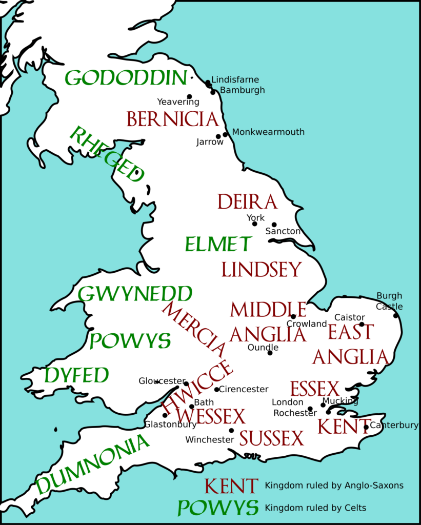 map of England in 600
