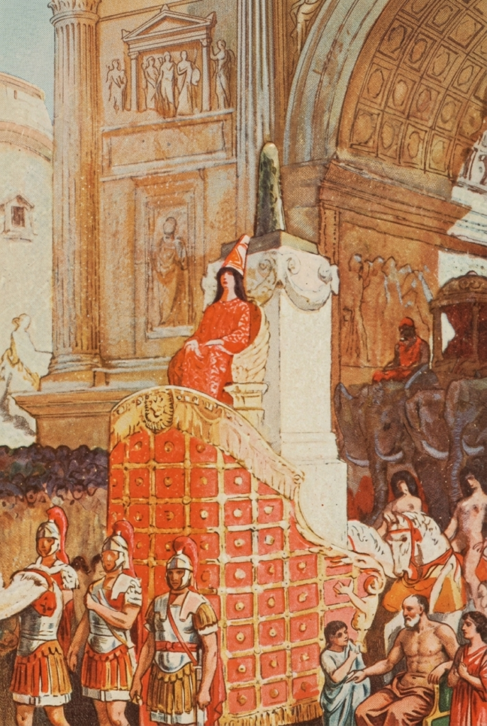 Later illustration imagining Elagabalus&rsquo; arrival in Rome in elaborate eastern priestly dress