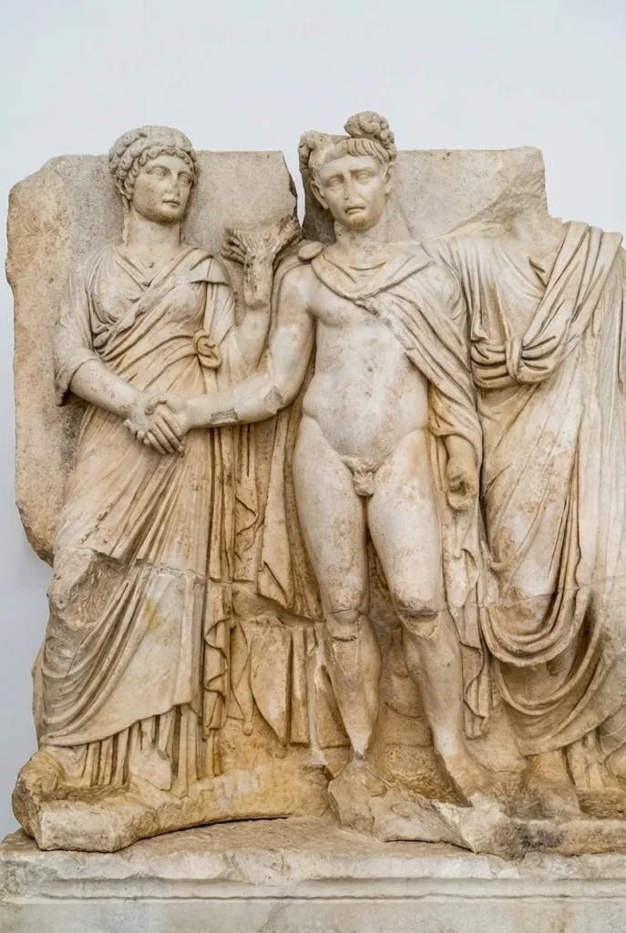 Claudius and his wife Agrippina from a wall relief