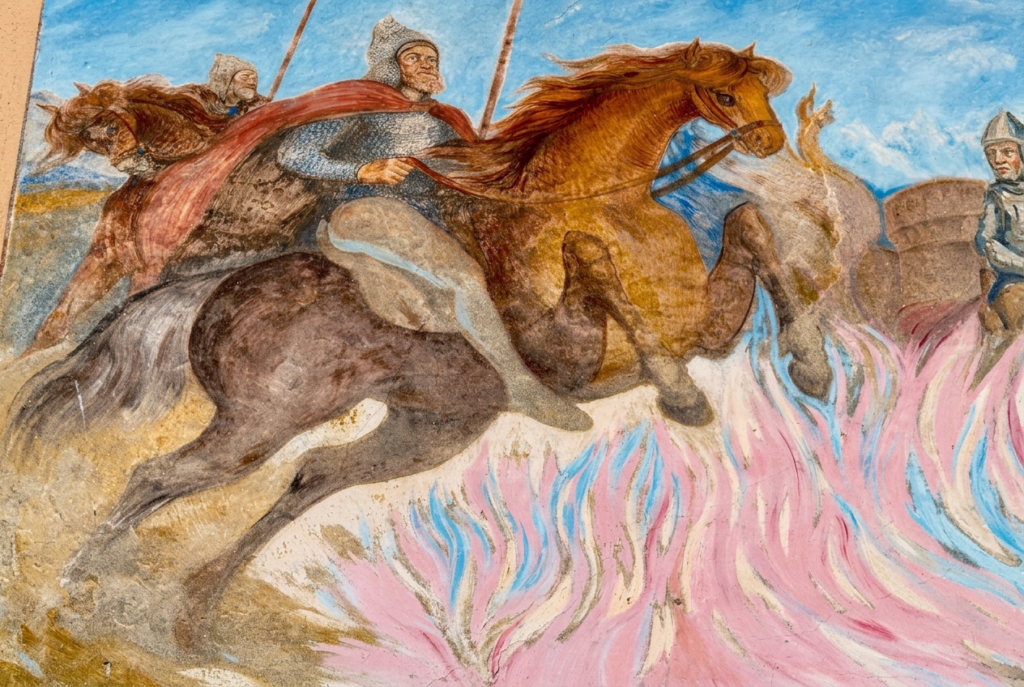 street art mural of a medieval battle scene