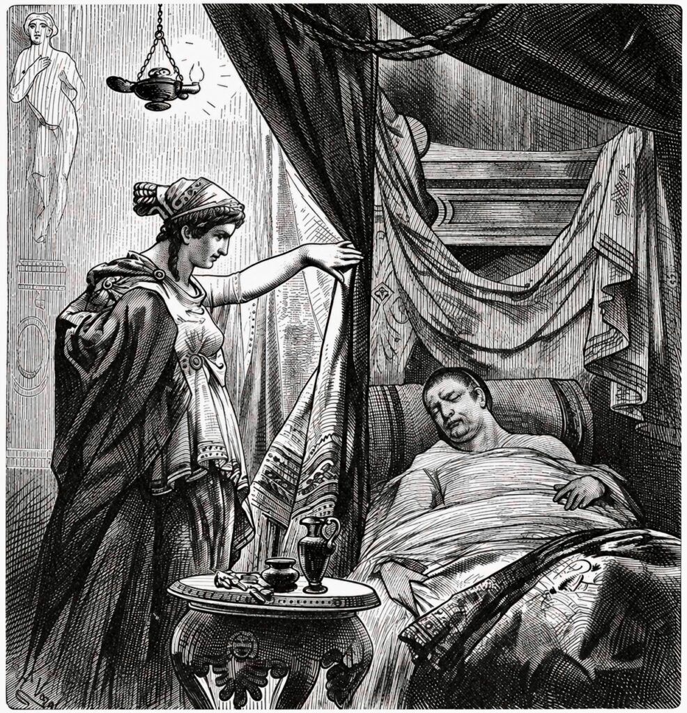 drawing of Livia at the Deathbed of Augustus, 1882