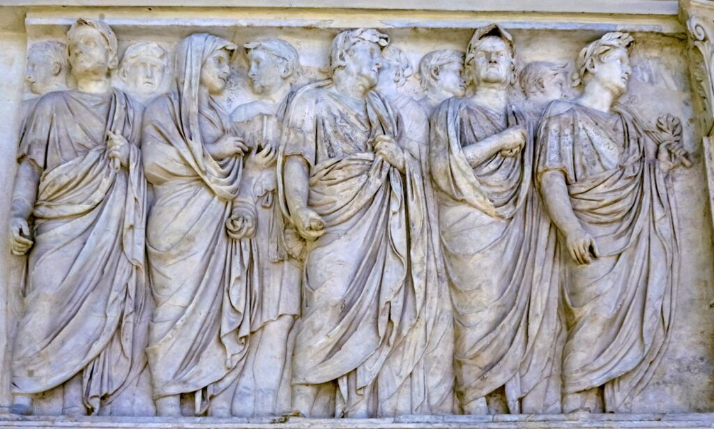 relief of imperial Family with Tiberius (Ara Pacis) 