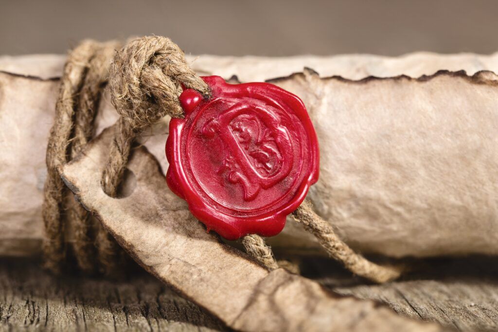 ancient Roman scroll with seal representing the mysterious letter