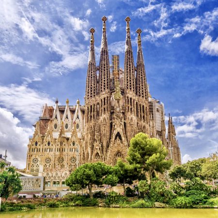 BARCELONA, SPAIN - SEPTEMBER 15,2015 :  Sagrada Familia  in  Barcelona. Sagrada  - the most known the buildings created by Antoni Gaudi.